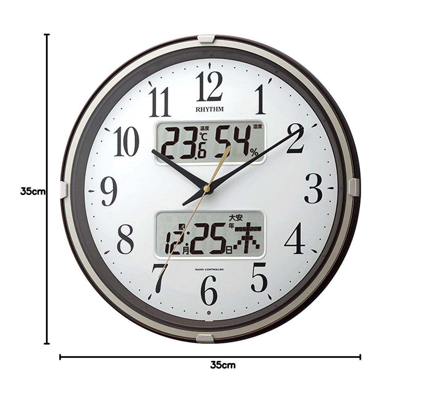 Amazon.co.jp: 掛け時計 電波時計 温度計・湿度計付き フィット