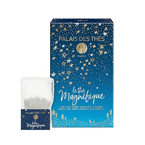 Palais des Thés - Le Thé Magnifique Tea - Té verde orgánico prémium con pera, vainilla y almendra - Caja de 20 bolsas de té gourmet biodegradables