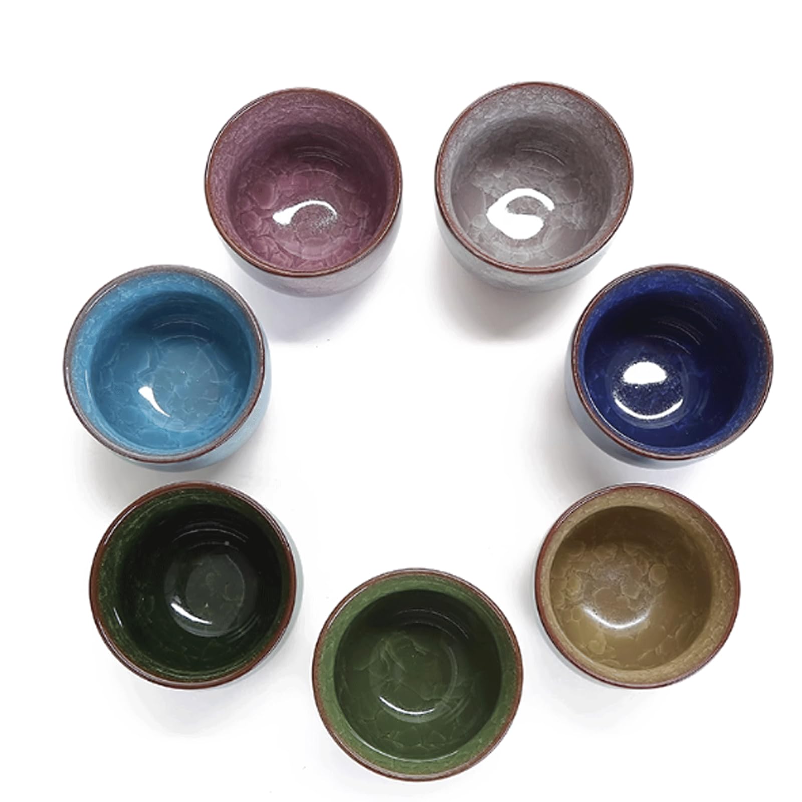 Ensemble de 7 tasses à thé de couleurs mélangées, ensembles de tasses à vin en céramique, tasses à saké classiques de Style chinois/japonais pour Restaurant, bureau et maison Service à saké