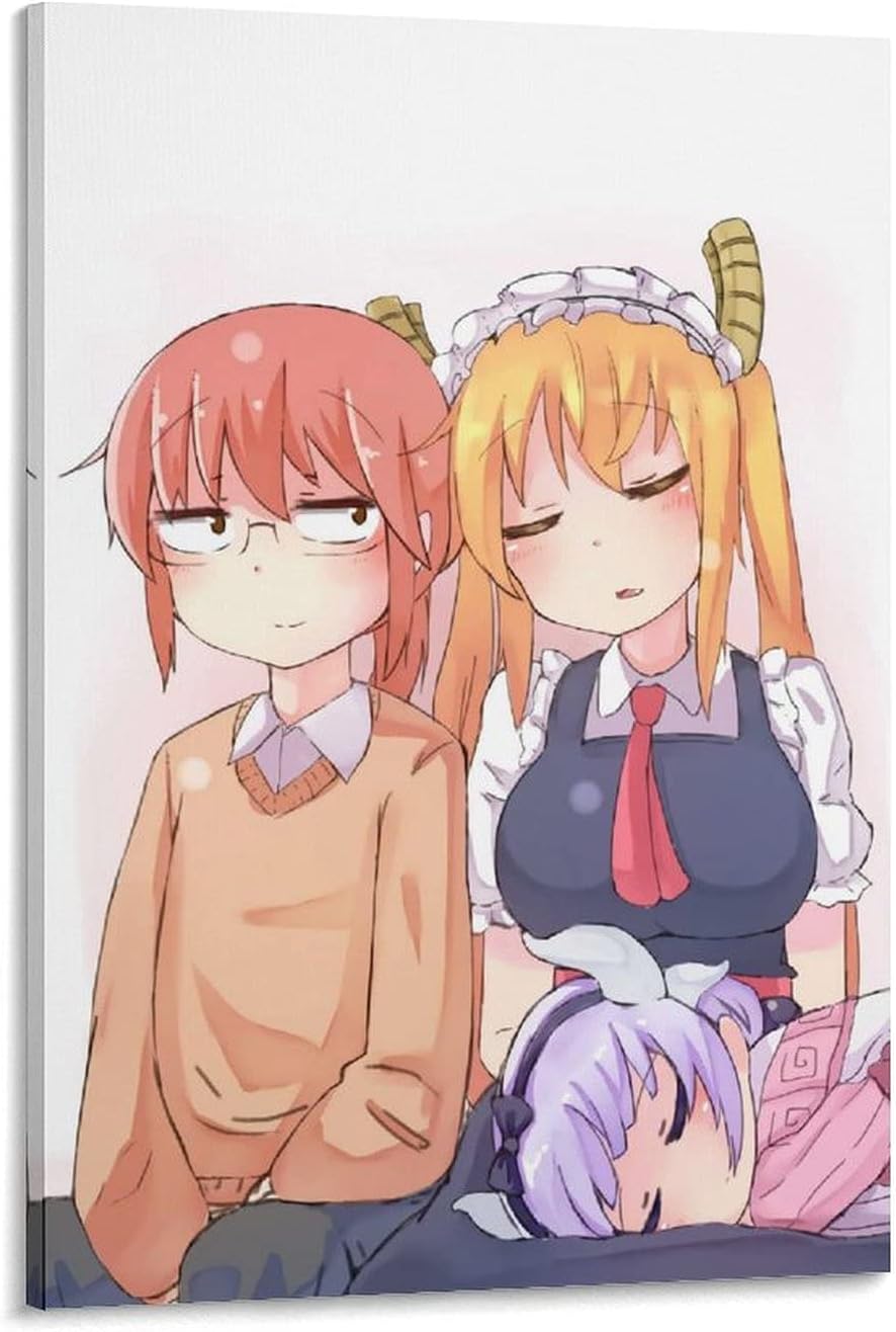 Mate Other Mate Title Mate Keyword Mate Description 小林ドラゴンメイドアニメポスターポスターデコレーション絵画キャンバスプリント写真寝室壁デコレーション絵画16x24inch 40x60cm ホーム キッチン インテリア アート