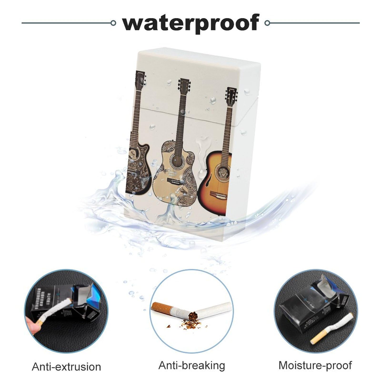 Amazon.com: Guitar Cigarette Case Regular Size Cigarettes Box Holder  Portable Cigarettes Storage Box Flip Open Cigarette Case Plastic Cigarette  Cases for Men Women : Health & Household