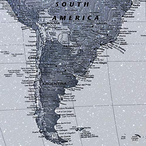 Image of iKNOW FOTO 5 Pieces Vintage World Map Canvas Prints Push Pin Wall Art Decor Trace Travel Marks The Map of The World Antique Framed Picture for Living Room Office 16x40inx5