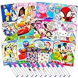 12 Mess Free Coloring Books with Mini No Mess Markers - Imagine Ink Coloring Activity Bundle for Toddlers, Kids Ages 3 4 5 6 (72 Messless Coloring Pages with Mickey, Bluey, Peppa Pig)