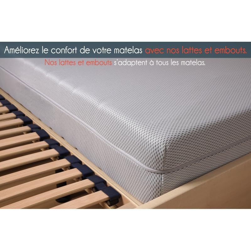 SCM Créations Set di 3 doghe in legno 66 cm (660 mm), larghezza 60 mm, spessore 8 mm, 7 pieghe, listelli per letto