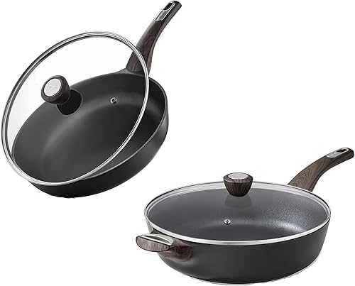 SENSARTE Sartén antiadherente con tapa, sartén de 12 pulgadas, sartén antiadherente de 5 cuartos con tapa, sartén de inducción, sartén saludable de