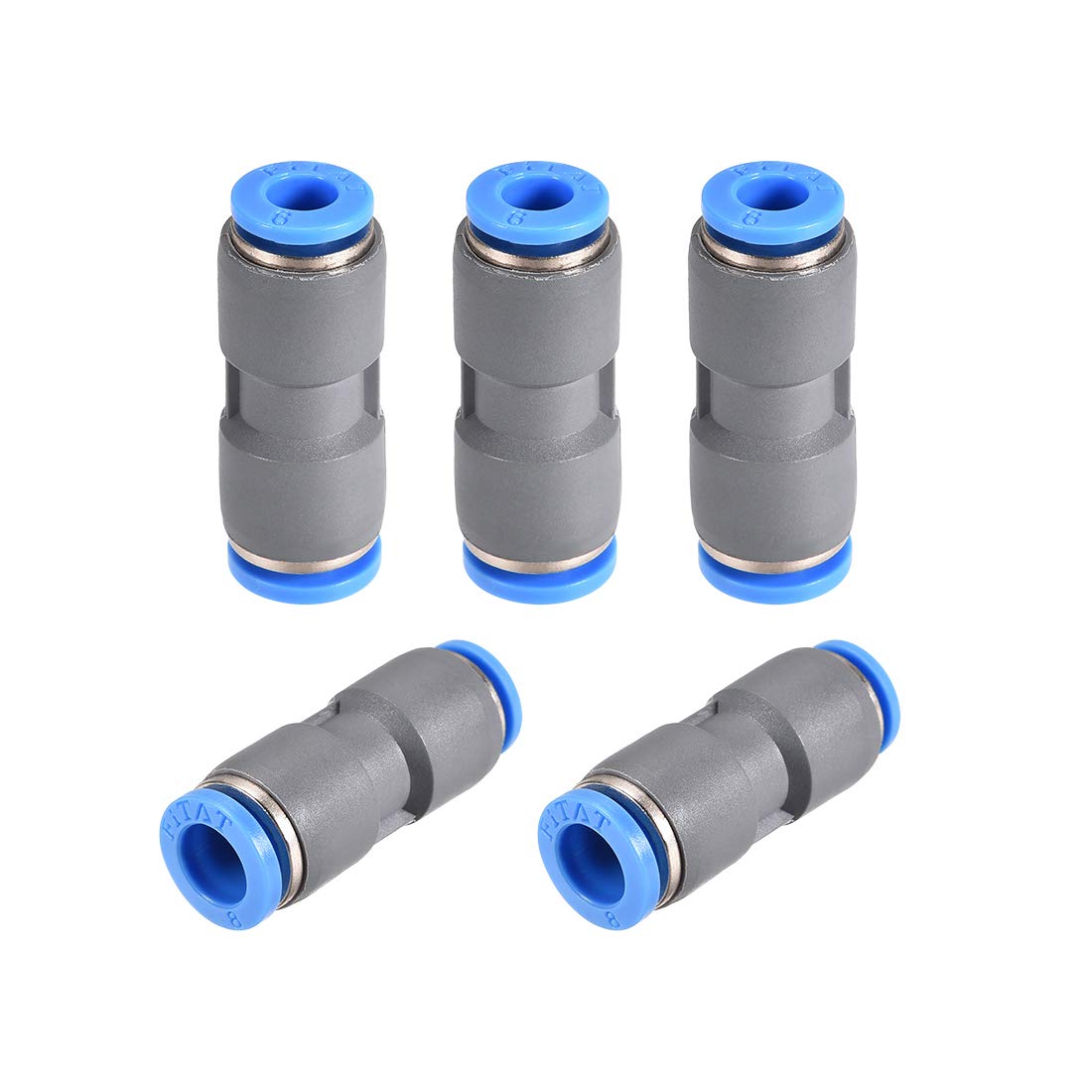 uxcell Straight Push to Connector Reducer Fitting 8mm to 6mm Quick Release Pneumatic Connector Plastic Union Pipe Tube Fitting Grey 5Pcs
