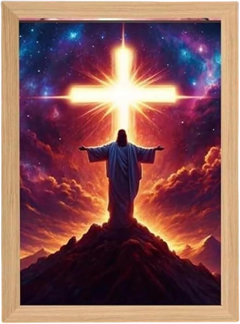 – Jesus Night Light - Led Jesus Photo Frame Lamp | Illuminated Plug-in Lamp | The Lord Desk Lamps | 4d Decorative Wall Art Painting Religious Home Decoration for Birthday, Bedroom & Christmas