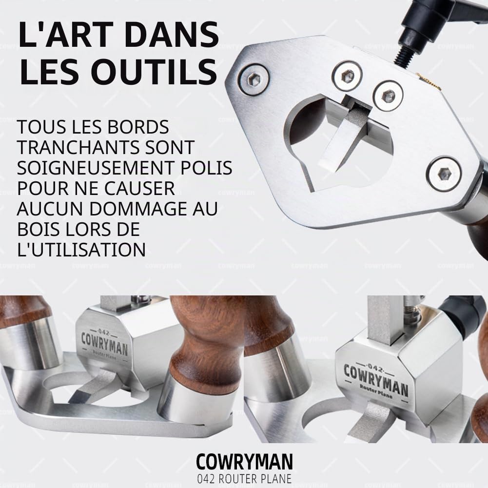 042 Guimbarde à fond - Outil de travail du bois à main avec butée de profondeur pour découpe de coins détaillés et rainures de jointure