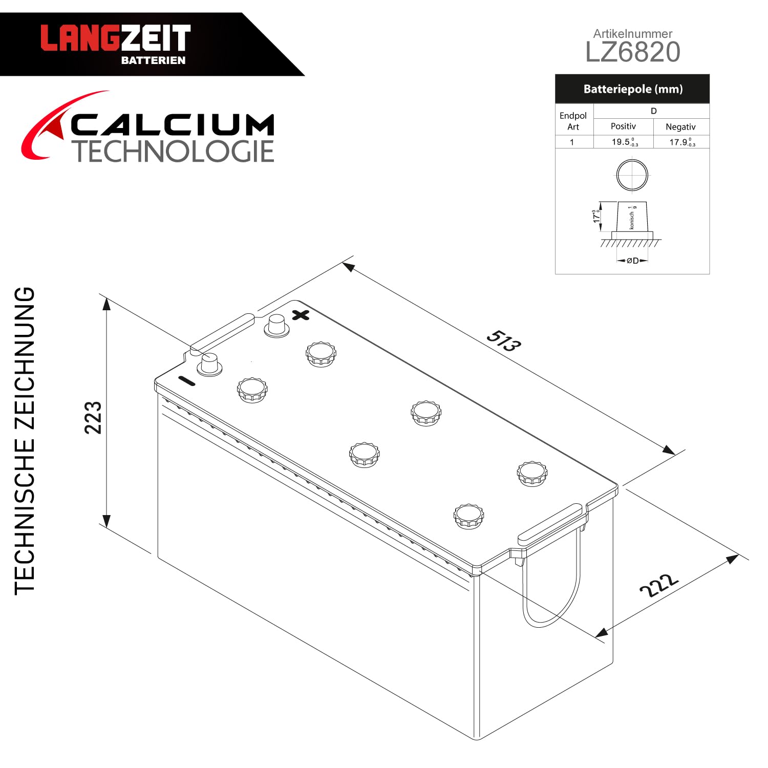 Langzeit LKW Batterie 12V 180Ah 1200A/EN Starterbatterie Schlepper Traktor statt 155ah 170Ah