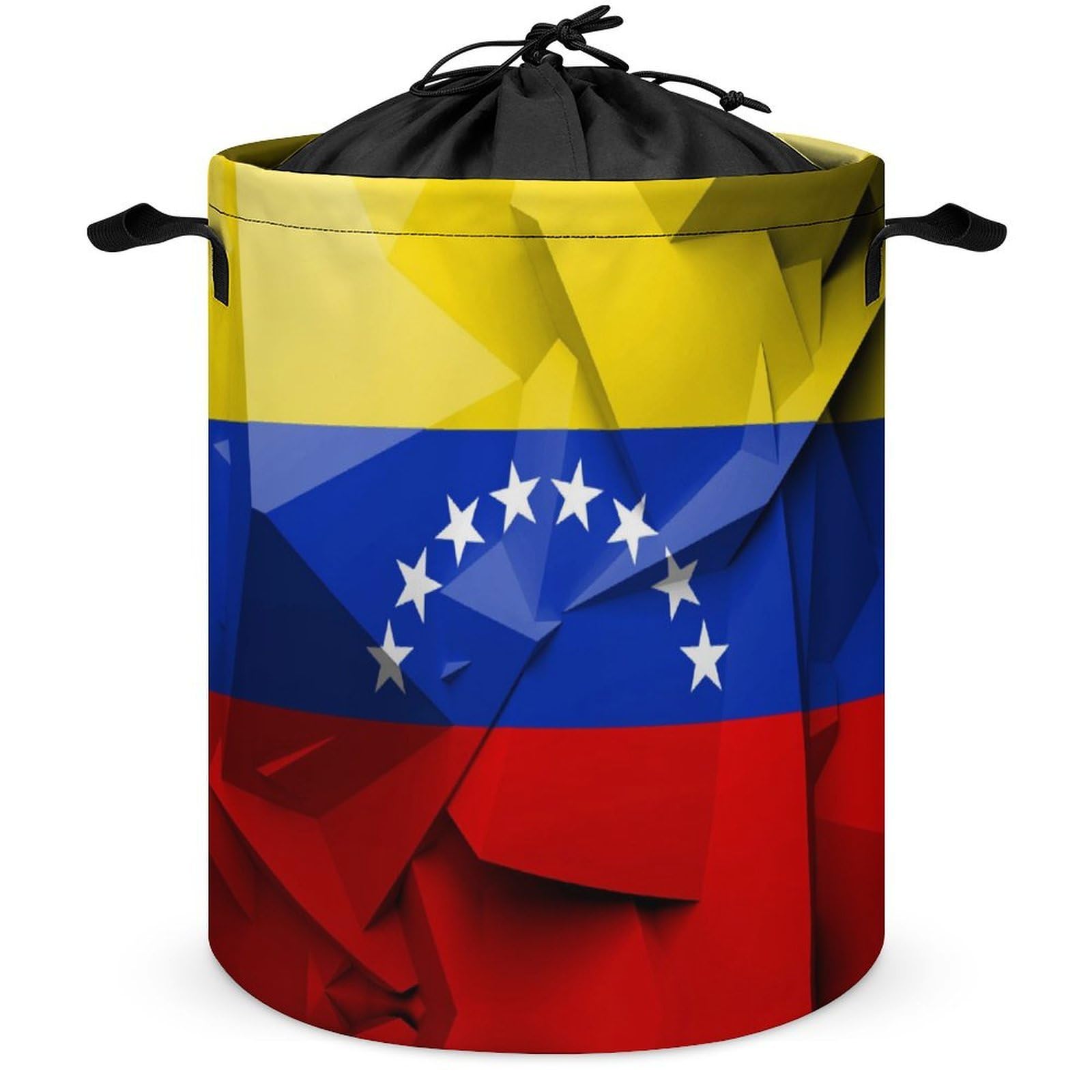 Wlntrophic Drawstring Laundry Hamper, Venezuelan Flag Laundry Basket, Washing Basket with Handle