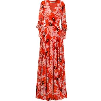 ワンピース Winter Floral Long-sleeve Dress ERFMFKL Women's Printed Beach Dress Flowers Party Slim Long