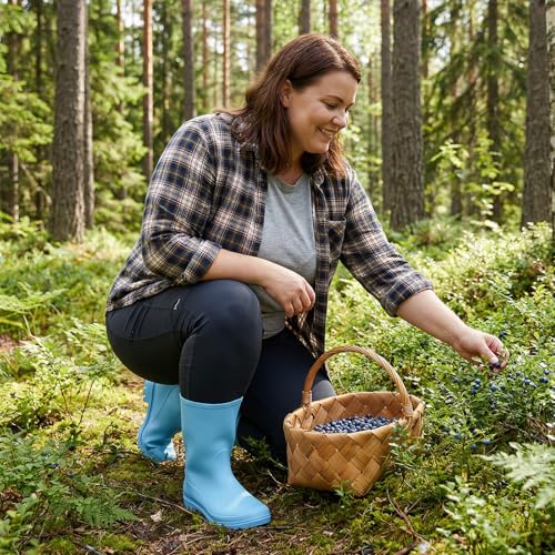Image of HISEA Women Rubber Boots Wide Calf Rain Boots Matte Surface Waterproof PVC Rubber Rain Boot Mid Height Rain Shoes for Outdoor Gardening Work Walking