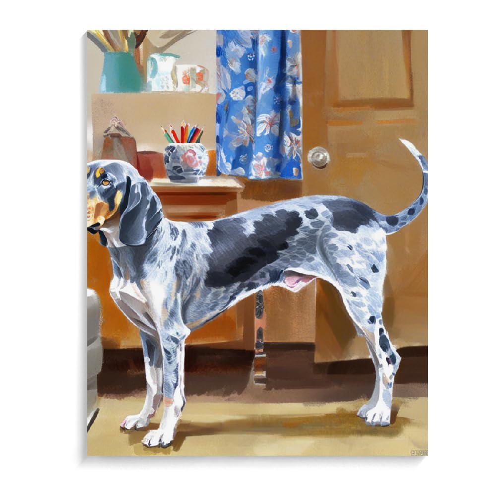 Paint by Numbers Bluetick Coonhound Dog DIY Acrylic Painting Kit with Brushes Pigment Oil Painting Artwork Adults Beginners Wall Decor 16x20inch(40x50cm) Frameless