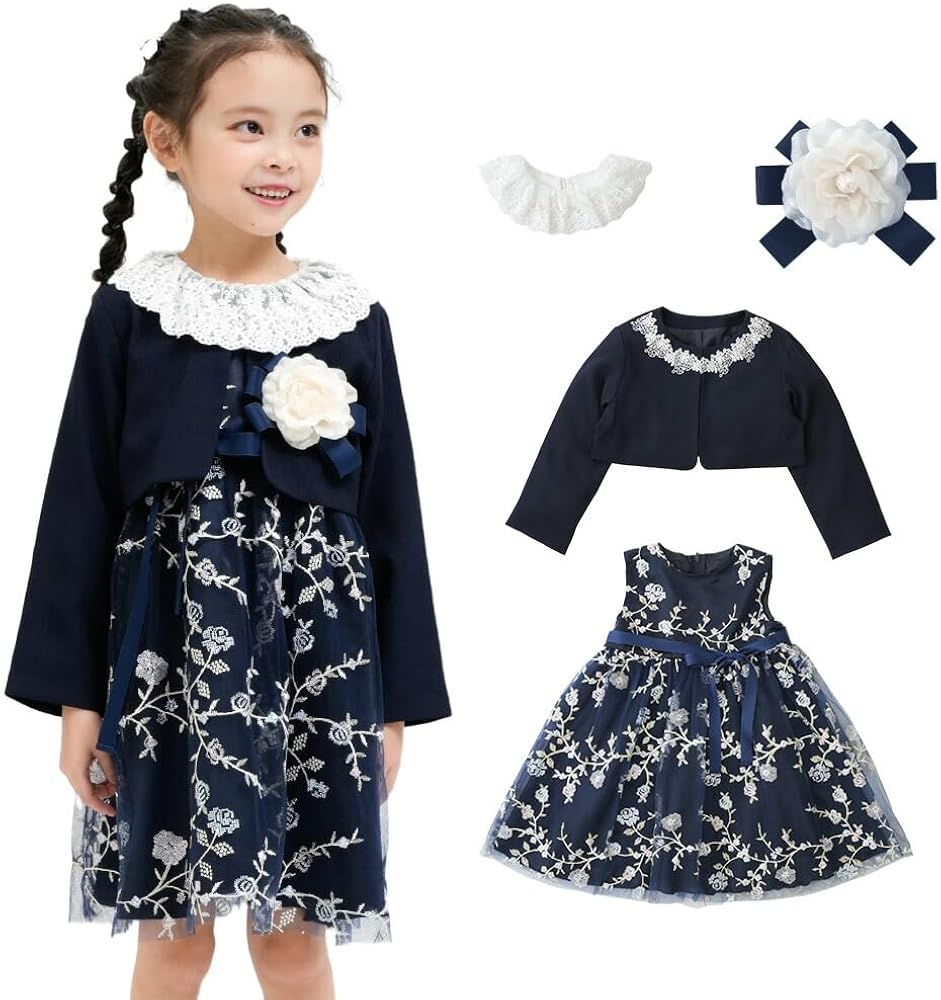 110size ネイビー×レース セレモニー 入学 卒園 フォーマル 女の子