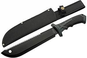 Szco Supplies 15.25 Inch Rubberized Handle Saw Back Upsweep Machete with Nylon Sheath
