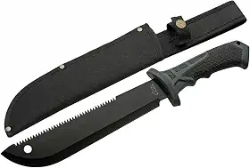 SZCO Supplies Facão com cabo emborrachado de 38,7 cm com bainha de nylon