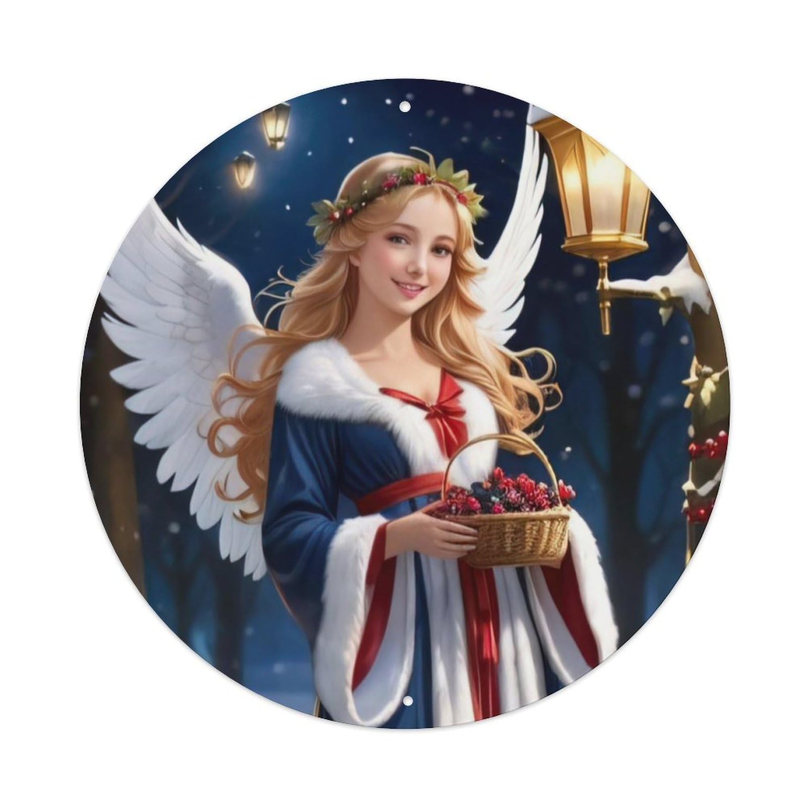 Vintage Guardian Angel Angels in The Snow Metal Tin Sign