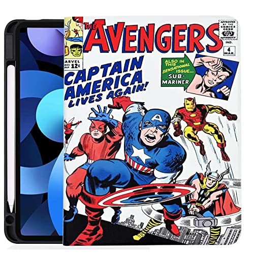 TPACC Case for 10.9 Inch iPad Air 5th Generation 2022/iPad Air 4th Generation 2020, Smart Folio Stand Case with Pencil Holder Auto Wake/Sleep, Cartoon Comic Superhero Alliance