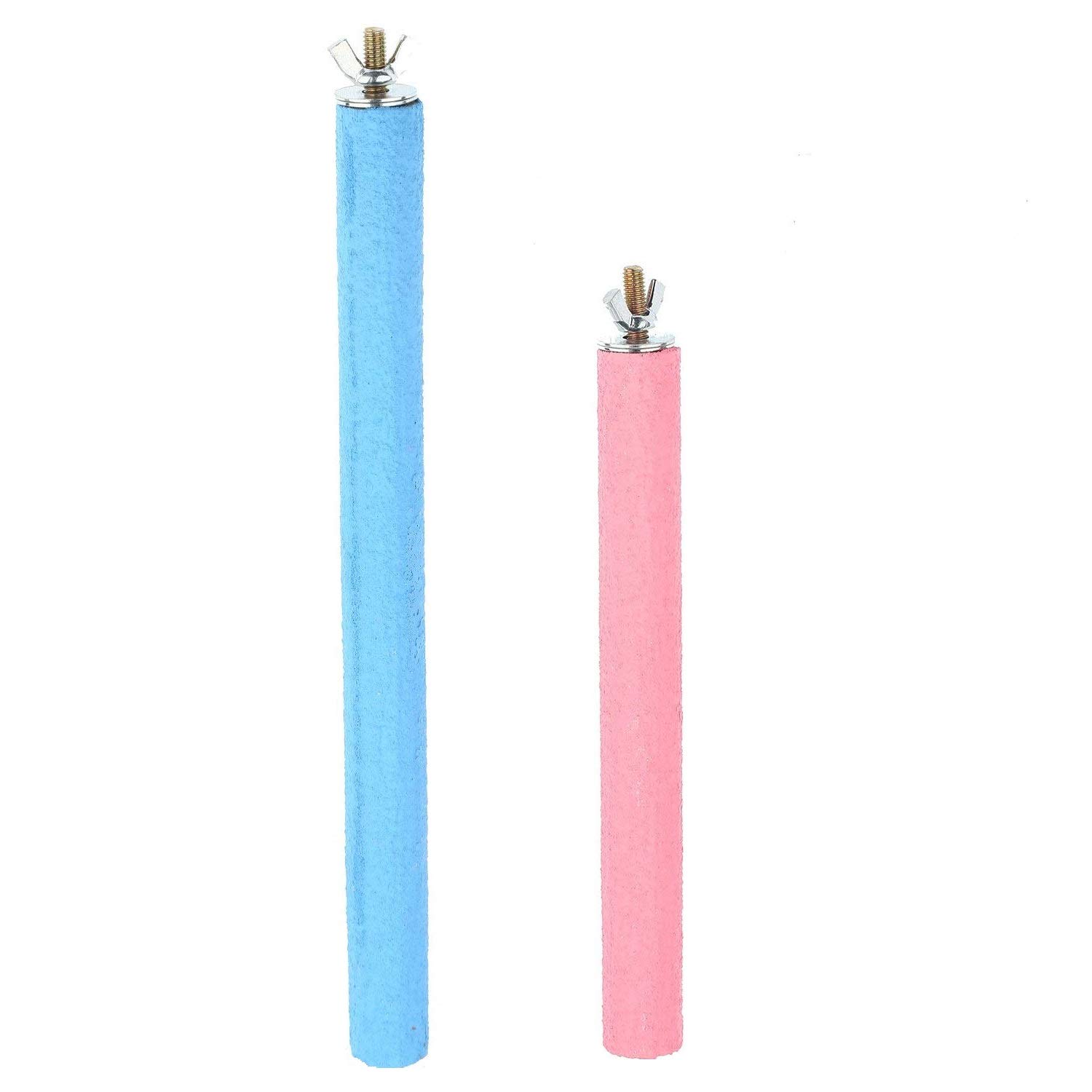 Bird Cage Perch Parrot Sand-Surface Stand 2Pack Grinding Wood Stick Platform Molar Toy Branch for Macaw African Greys Budgies Cockatoo Parakeet Cockatiel Conure Lovebirds