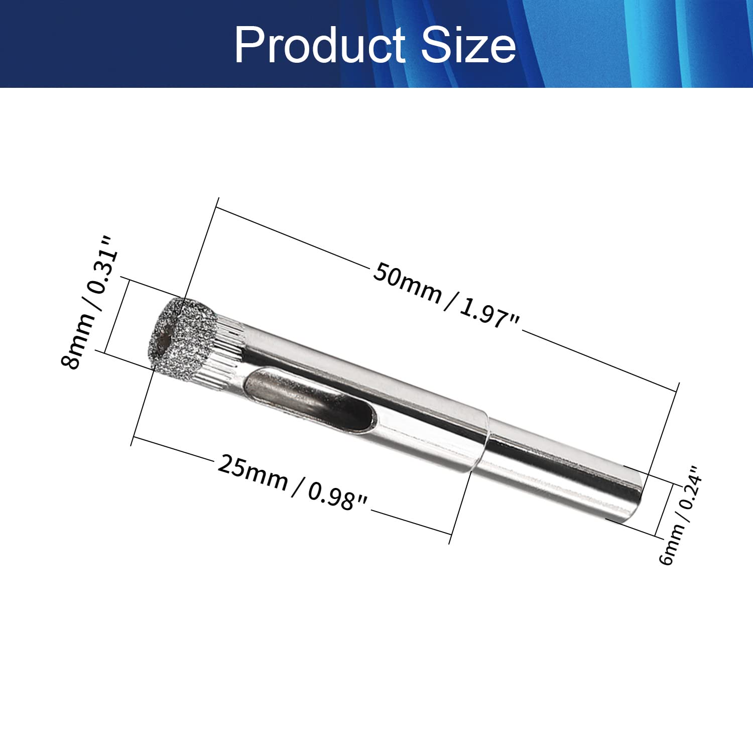 Hegebeck Diamond Drill Bit, 8mm Dia Diamond Hole Saw Hollow Core Drill Bits, Glass Drill Bit Hole Saw Tile Cutter for Bottles, Pots, Marble, Granite Stone Cutting 12 Pcs