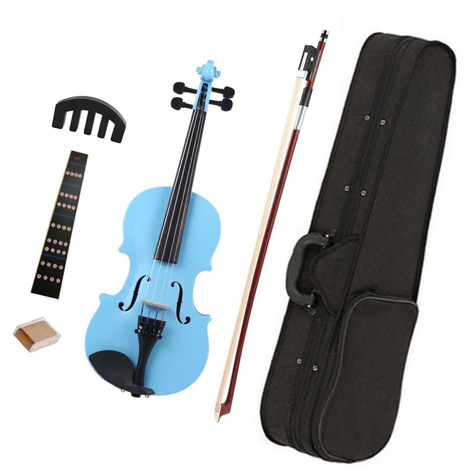 Violinen 1/8 Akustische Geige Geige Mit Kolophoniumkoffer Bogen Schalldämpfer Kits Für Studenten Anfänger (Color : Blue)