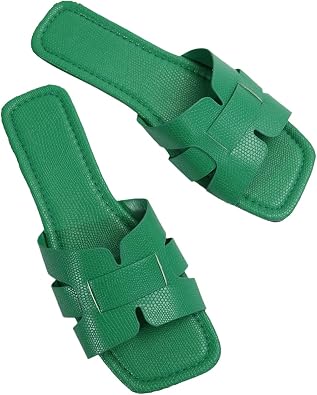 Womens Summer Slides Sandals - Comfortable Beach Flat Shoes with Fashion Design
