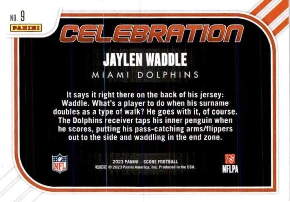 2023 Score Celebration #9 Jaylen Waddle NM-MT Miami Dolphins Football Trading Card NFL
