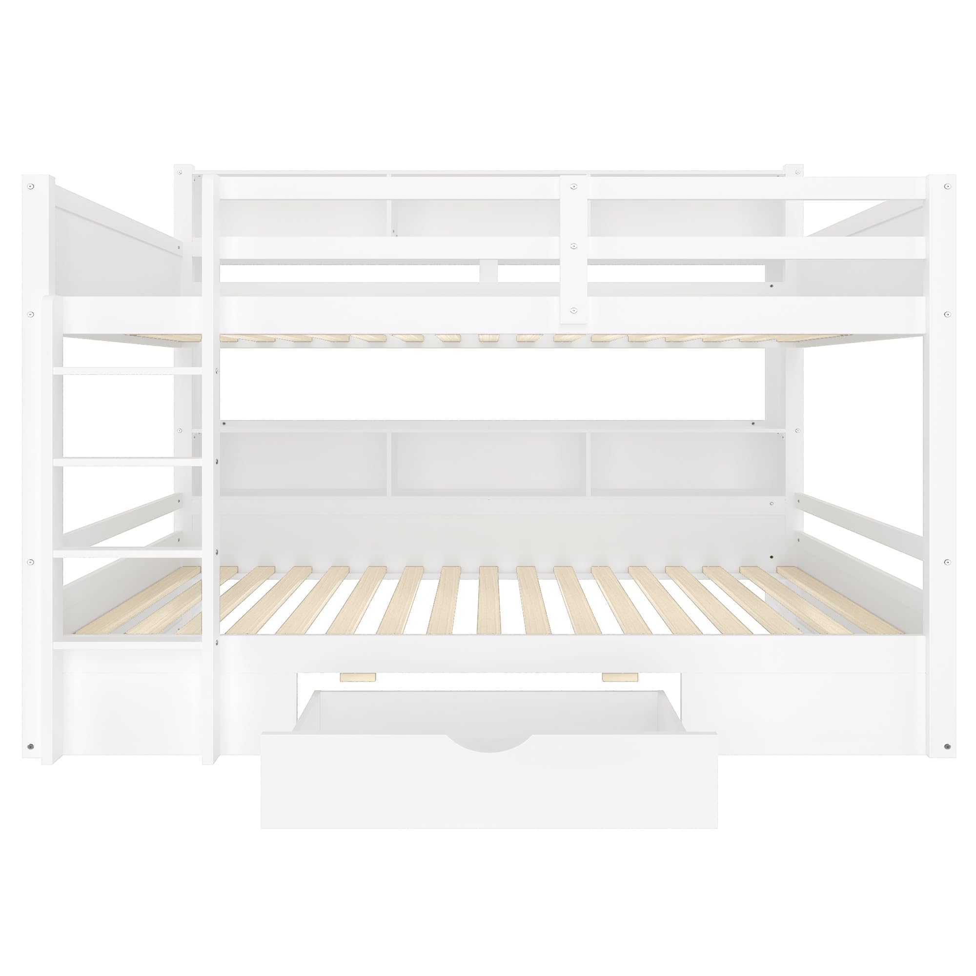 Moimhear Letto singolo, 90 x 200 cm, letti a castello, letti a castello, con cassetti, con vano portaoggetti (bianco)