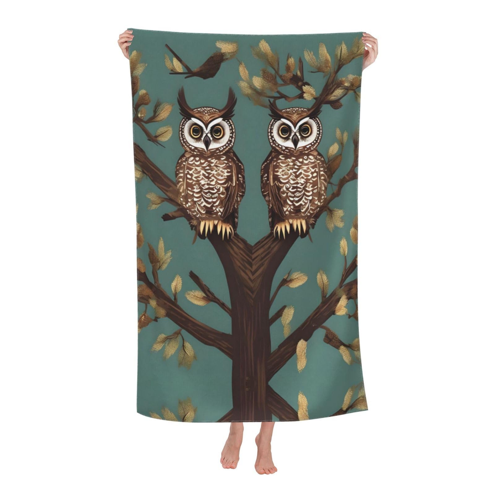 NImongt Owl Tree Branches Print Oversized Adult Beach Towel For Travel Weekend Getaways Festivals Camping Trips