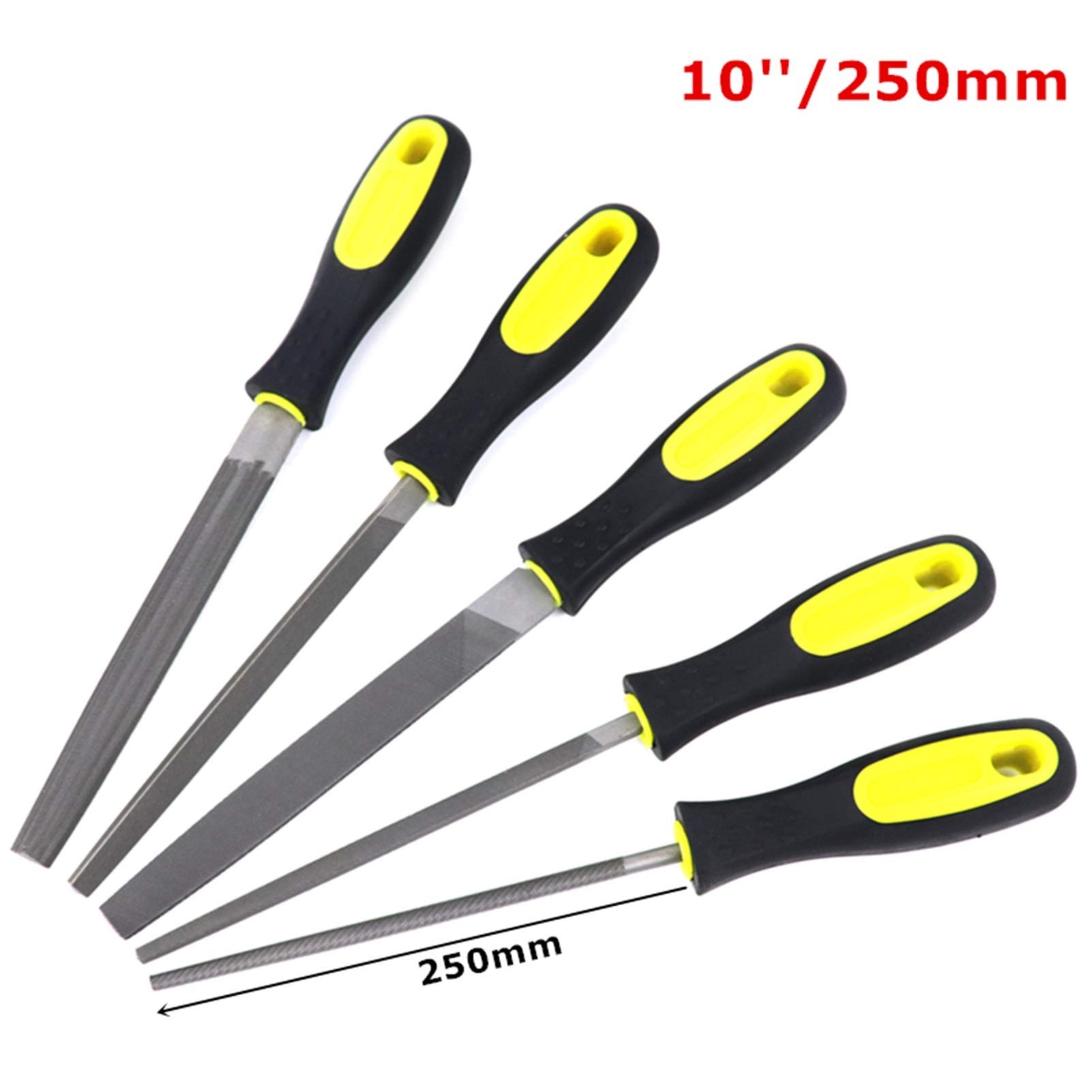 Juego de archivos, juego de archivos de metal, 5 piezas de lima de madera, juego de archivos de metal de 6 ''/8''/10'' plana/triángulo/redonda/cuadrada/semicircular limas de acero herramientas artesan
