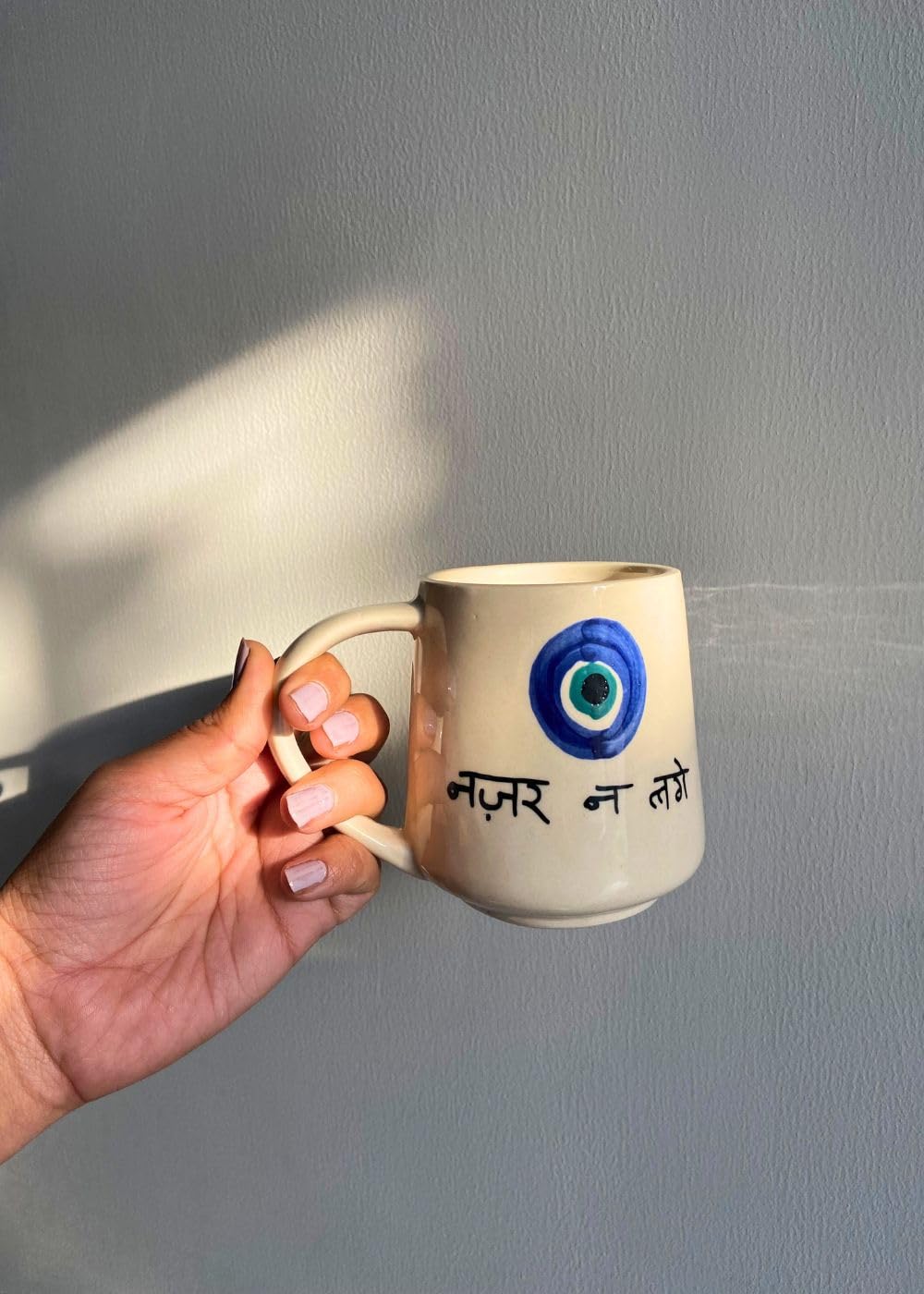 WEAVING HOMES Nazar Mug 250 ML Handmade (Set of 1) Ceramic Coffee Mugs for Men, Gifts for Anniversary and Return Gifts for Women, Coffee Cups and Mugs for Mom