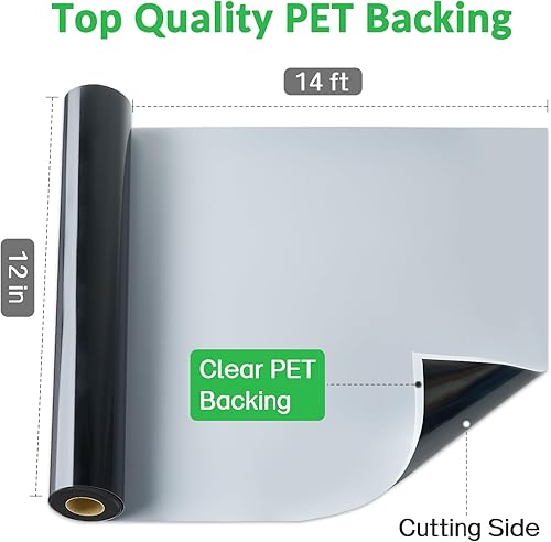 Miniatura 2 de Vinilo negro de 12 pulgadas x 13 pies, vinilo permanente con respaldo de PET más fácil que nunca deja residuos, vinilo adhesivo permanente negro