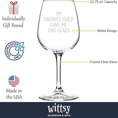 Miniatura 2 de My Favorite Child Gave Me This Funny Copa de vino – Los mejores regalos para papá y mamá – Regalos de broma para mamá de hija, hijo, niños –