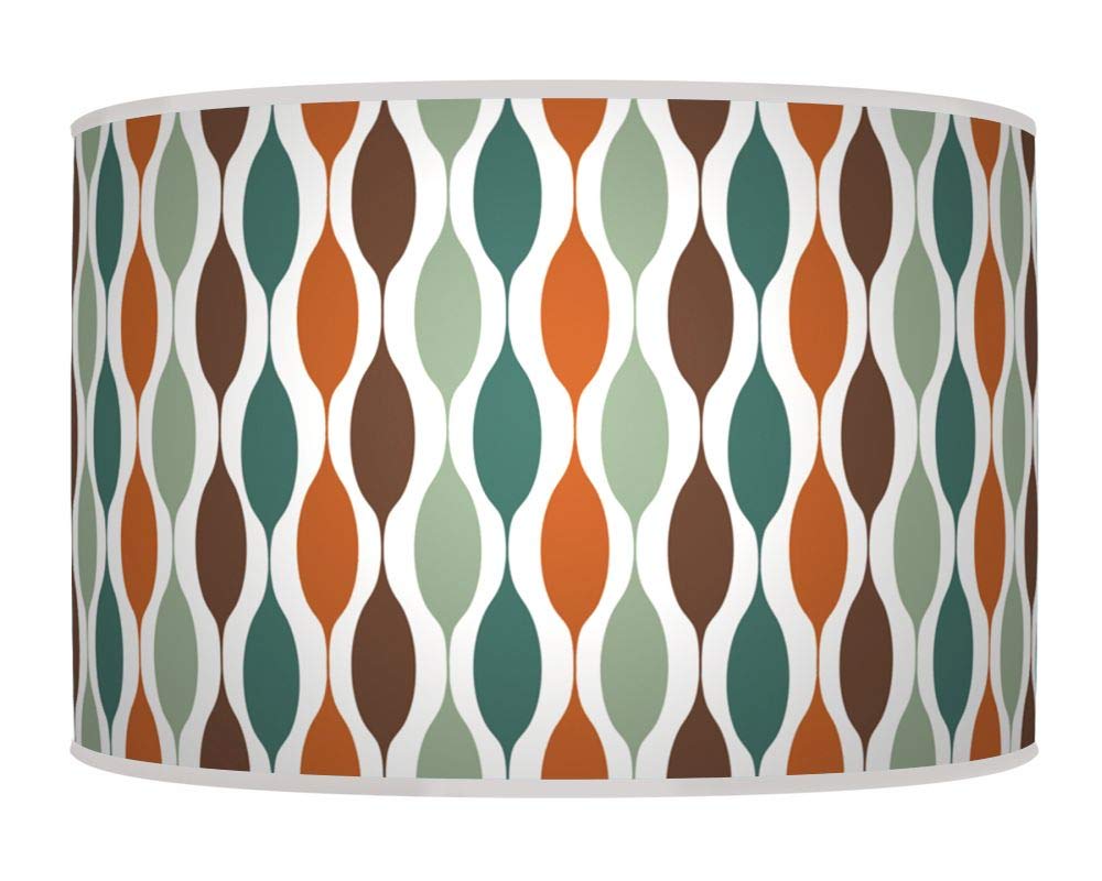 New Geometric Lampshade Burnt Orange Teal Brown Ceiling Light Handmade Drum Lamp Shade Floor Table or Ceiling Pendant Light Shade dz40 (Orange Teal Brown, 25cm(10"))