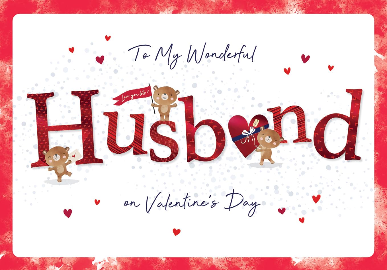 Piccadilly Greetings Valentines Day Card, Wonderful Husband - 9 x 6 inches