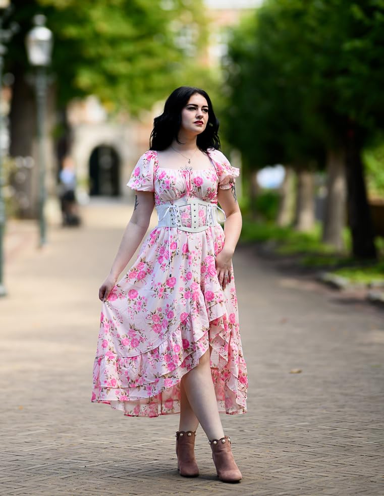 Image of Scarlet Darkness Corset Dresses for Women Summer 2026 Floral Wedding Guest Chiffon Sundress