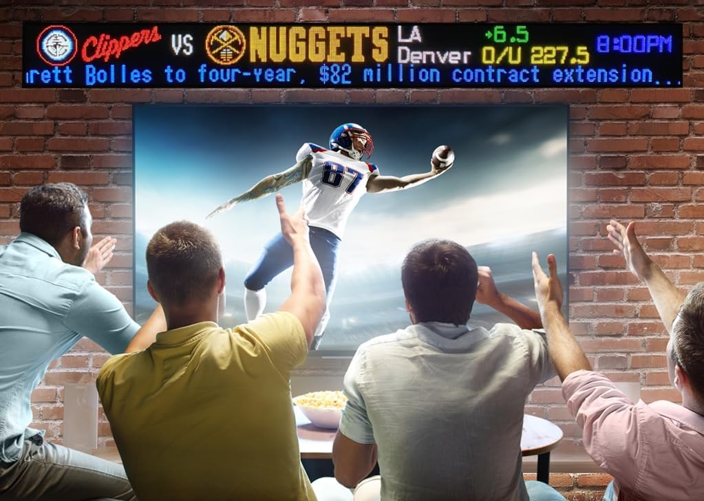 The Franchise Double Feed LED Sports Ticker Sign | Live Scoreboard | for Man Caves, Offices and Businesses