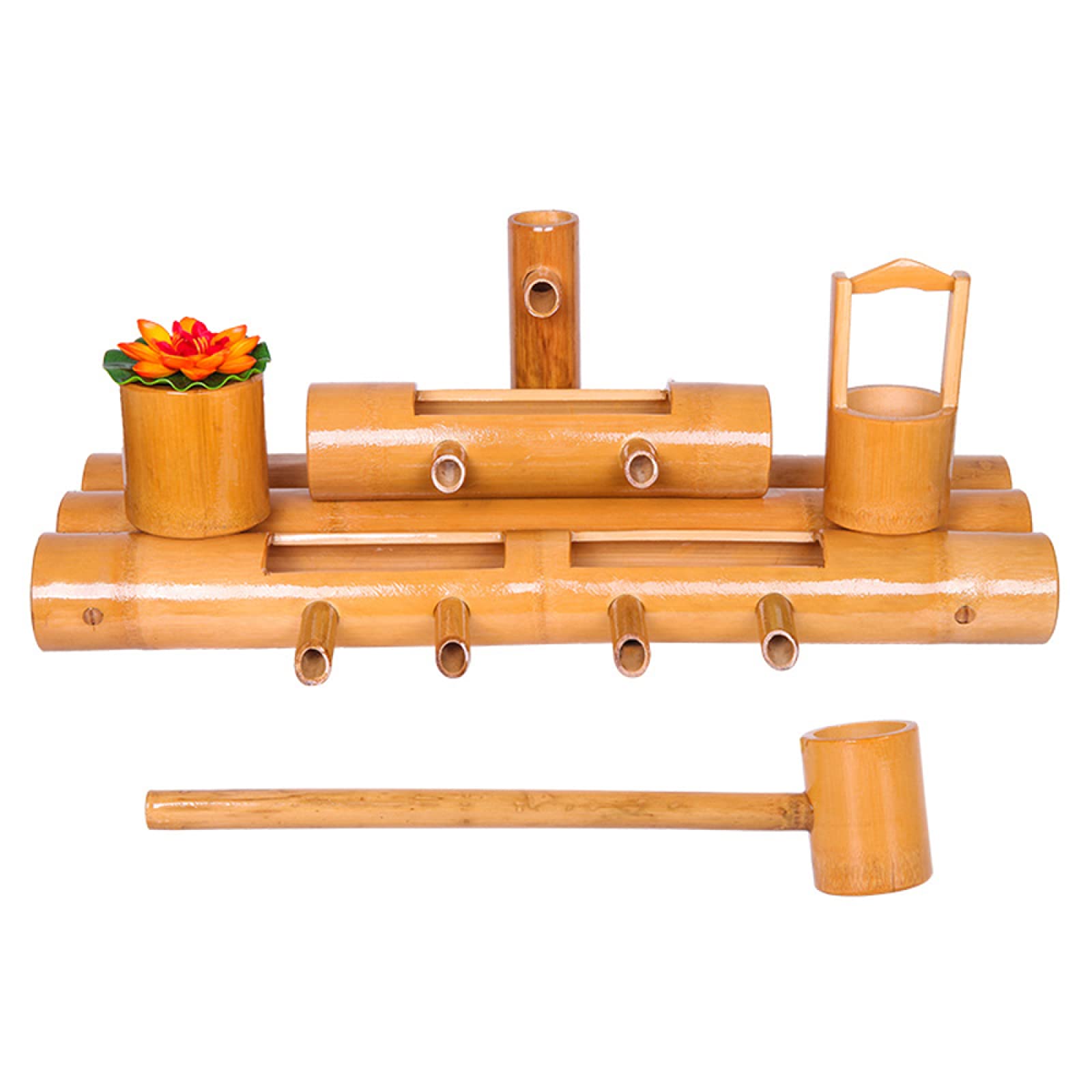 Fontana da Giardino Zen, Fontana da Giardino in bambù, Pompa A Dondolo, Paesaggio Acquatico, Decorazione da Giardino Giapponese, 100 Cm(50cm)