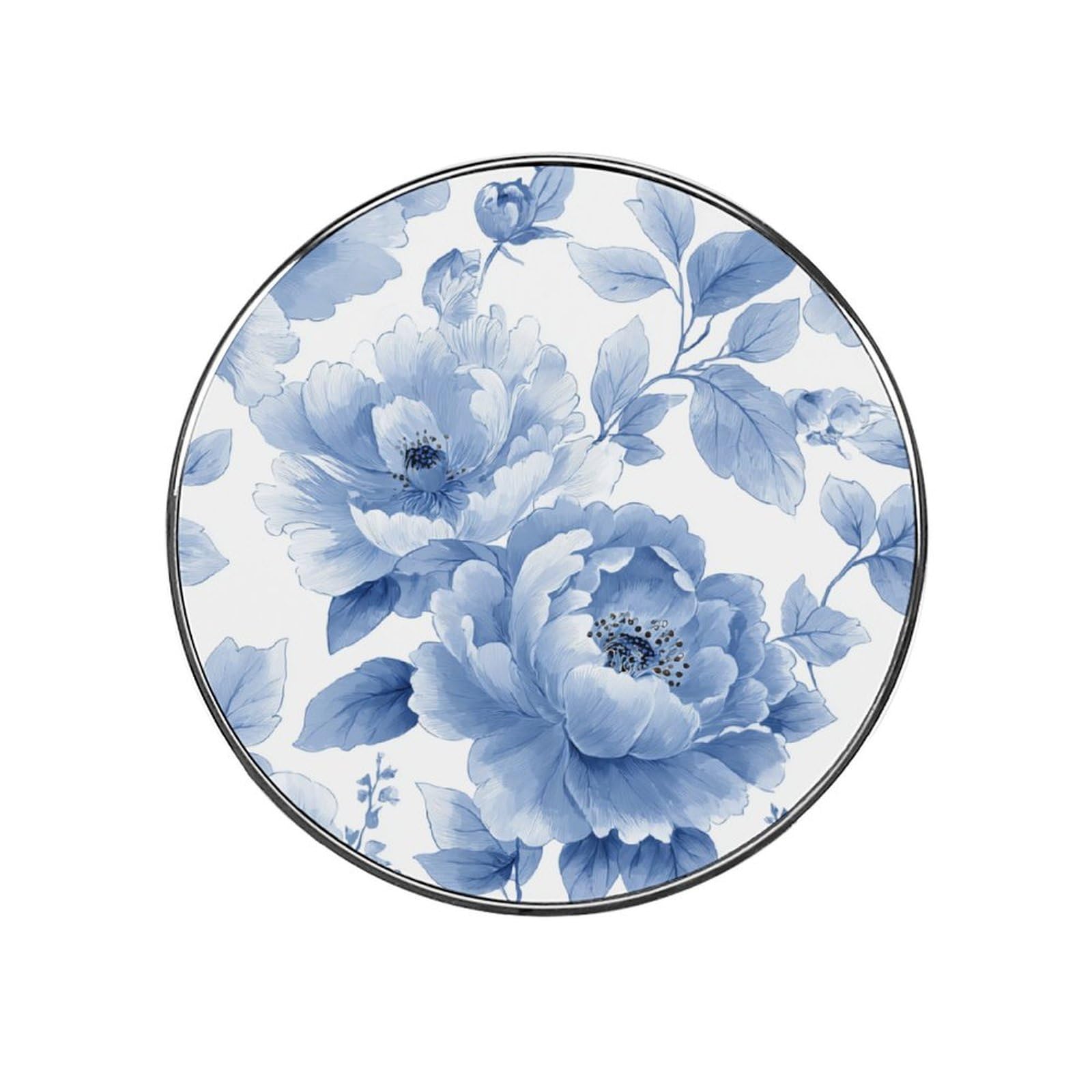 Large Chinoiserie Peony Blooms with Leaves Fridge Magnets DIY Art Round Magnetic Refrigerator Sticker for Home Kitchen Car Garage Decor