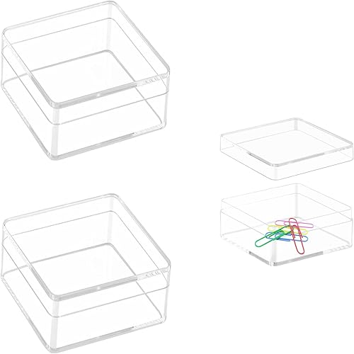 Caja de acrĂlico transparente con tapa, cajas de exhibiciĂłn de acrĂlico transparente, 2 piezas de plástico cuadrado cubo, caja de almacenamiento de Caja de acrĂlico transparente con tapa, cajas de exhibiciĂłn de acrĂlico transparente, 2 piezas de plástico cuadrado cubo, caja de almacenamiento de