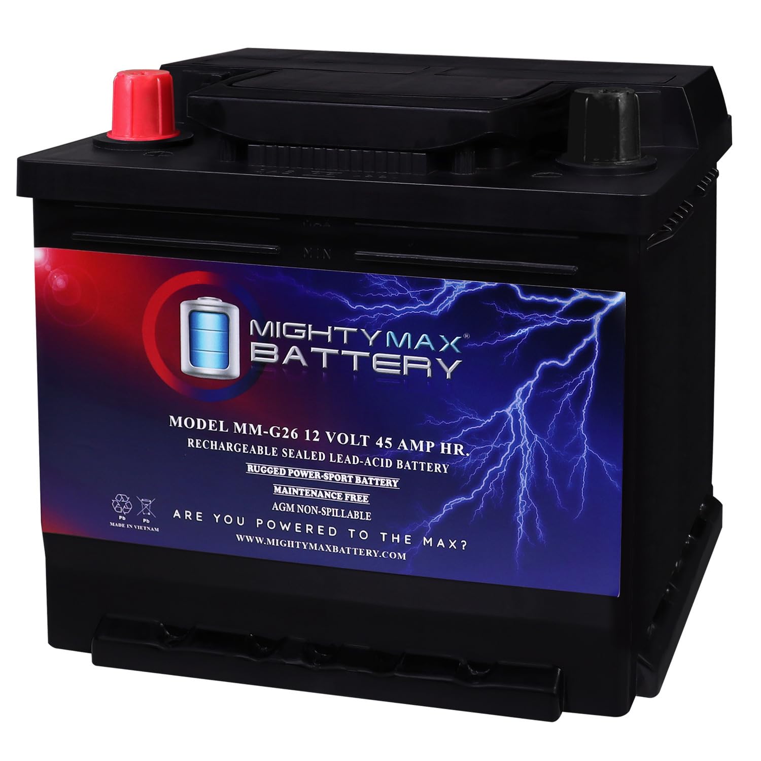 Mighty Max Battery MM-G26 Group 26 12V 45AH 540CCA Replacement Battery Compatible with General XP 4 1000 Premium 23-24