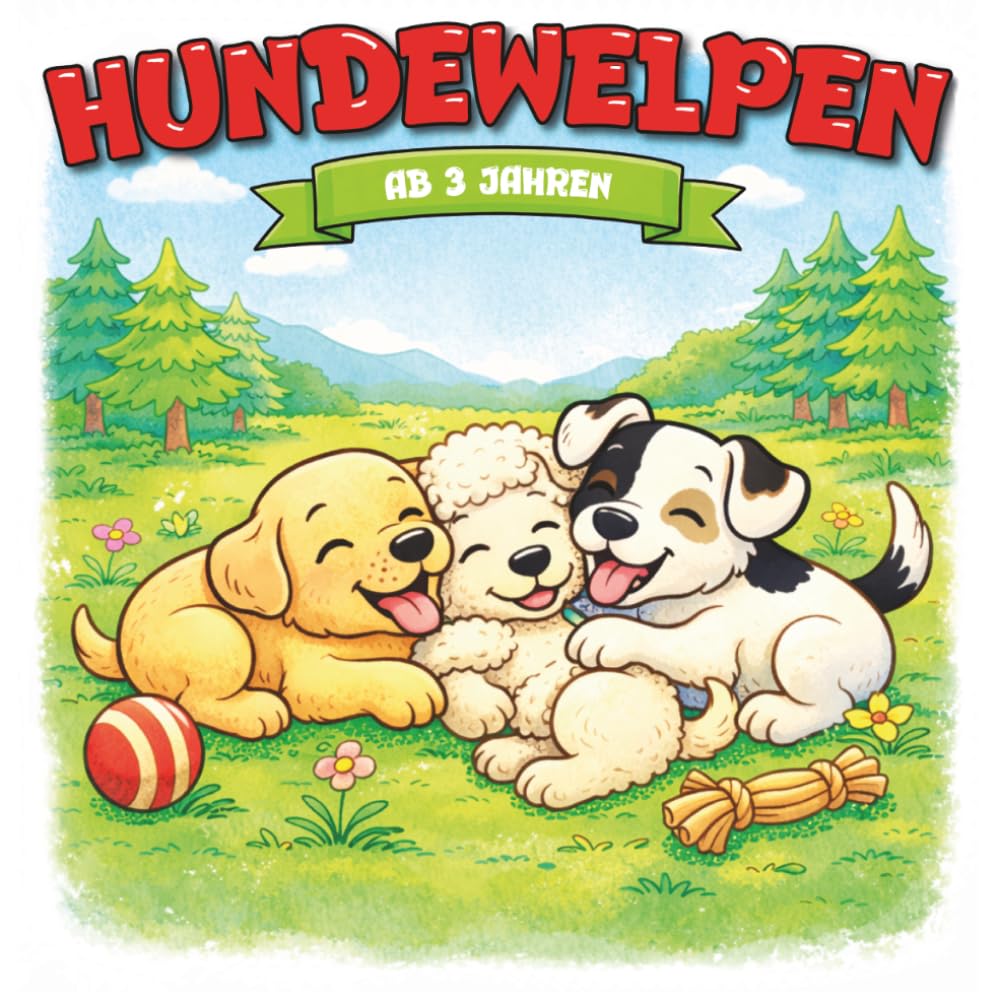 Kindermalbuch Hundewelpen: ab 3 Jahren: Ein tolles Malbuch mit verschiedenen süßen Hundewelpen beim Spielen und Kuscheln - für Kinder von 3 bis 6 Jahren