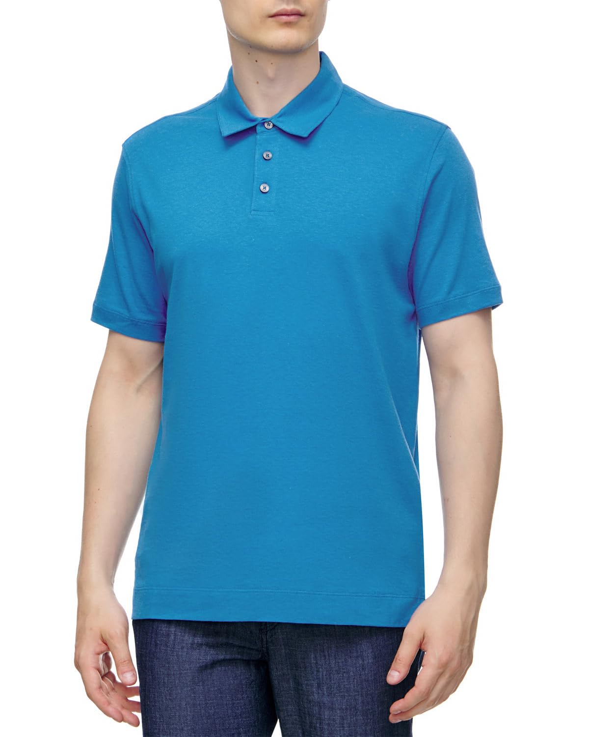 Z Zegna Mens Slim Fit Cotton Polo Shirt X-Large Blue