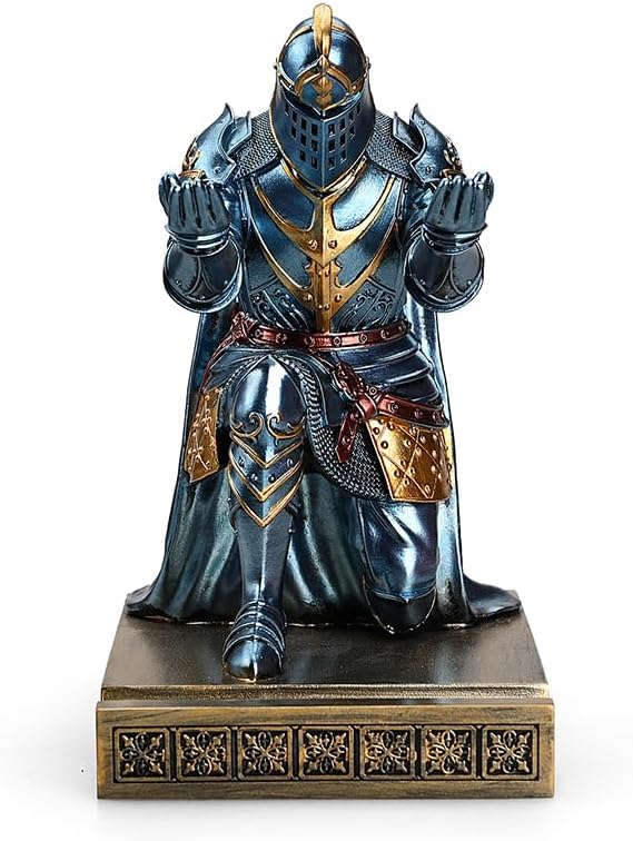 Miniatura 2 de King's Guard Leader Cloak Warrior Knight - Soporte para teléfono celular, estatua de caballero adorno, soporte para bolígrafo y pisapapeles para