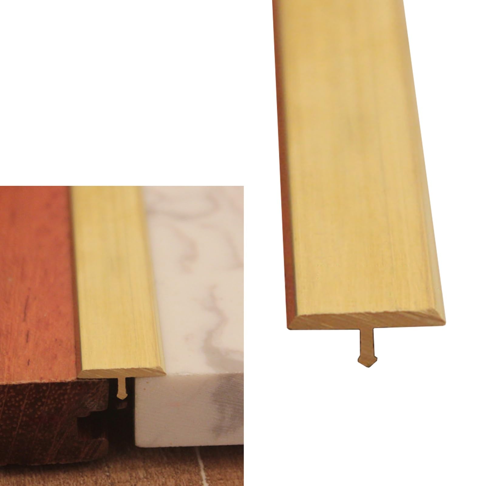 Heavy Duty Brass Floor Transition Strips | 40mm Wide | Easy No-Screw Installation | 100cm Length