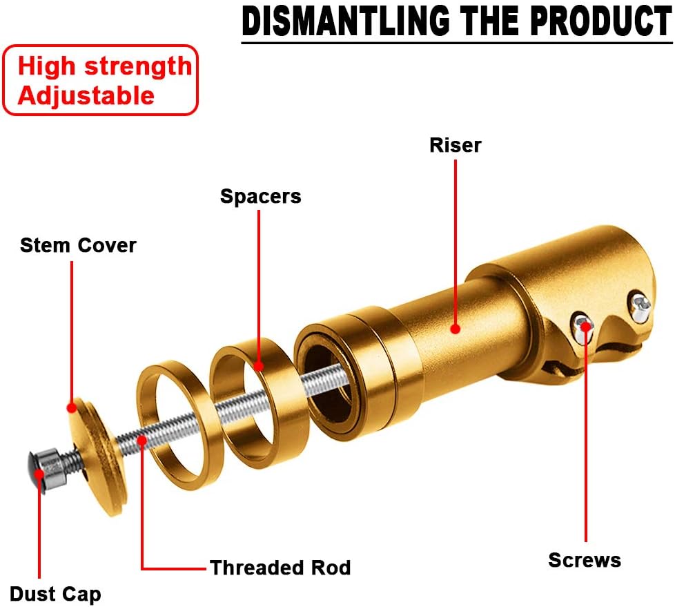AMYIPO Bicycle Fork Stem Extender Bicycle Handlebar Neck Extender Aluminium Alloy Stem Riser Suitable for Mountain Bike, Road Bike