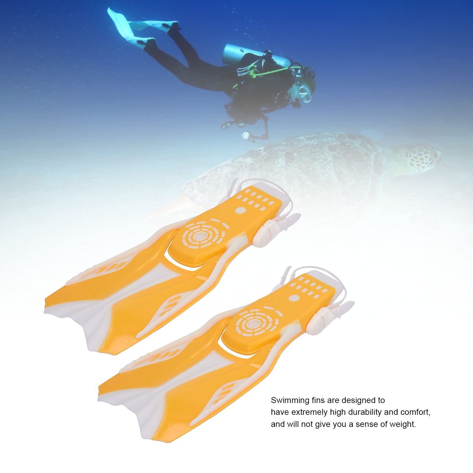 Aletas de Snorkel de Hoja Larga con diseño de talón Abierto para Uso en el océano y la Piscina, cómodas Aletas de natación Ajustables con Orificios de Drenaje para una