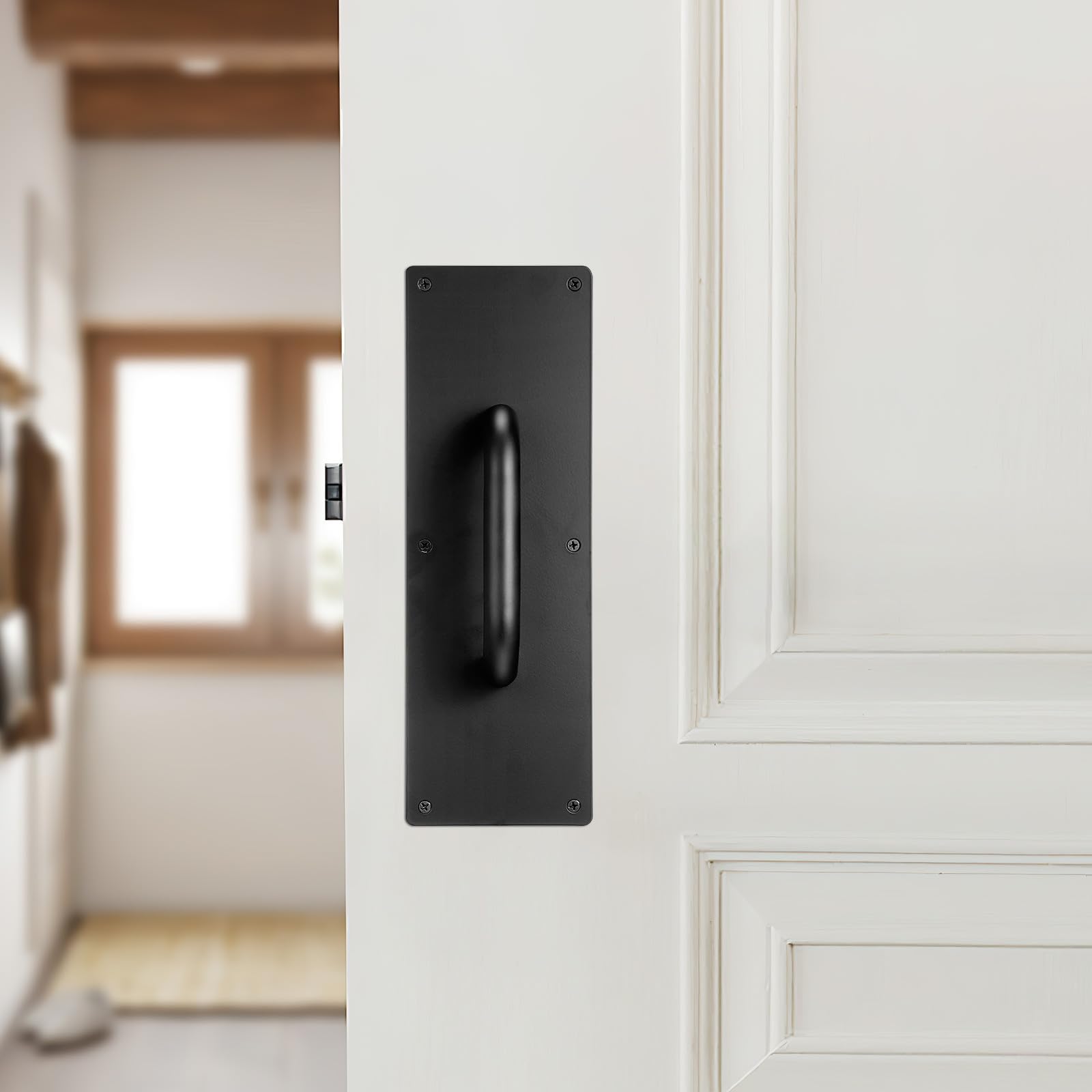 Zerodeko PoignéE De Porte Commerciale En Acier Inoxydable 304 Avec Plaque Large Pour Portes Coulissantes Et Bois PoignéE De Traction IntéRieure Avec Vis Pour Usage Industriel