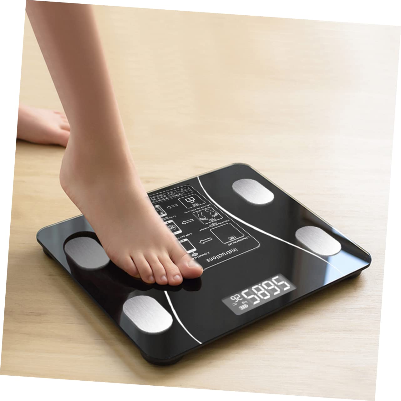 COLLBATH Báscula Inteligente de Peso Corporal Recargable por USB Pantalla LED Grande y Material Abs y Vidrio, Capacidad de 0.1kg a 180kg para Uso Doméstico