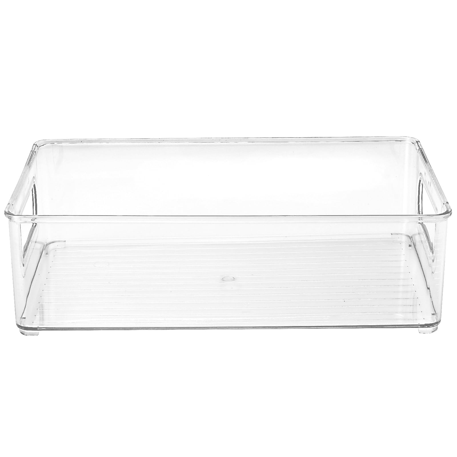KEILEOHO Set di 3 Organizer per Frigorifero con Manico, 25,5 x 15 x 7,6 cm, Contenitore per Frigorifero, dispensa, Organizer per Cucina, Trasparente, plastica